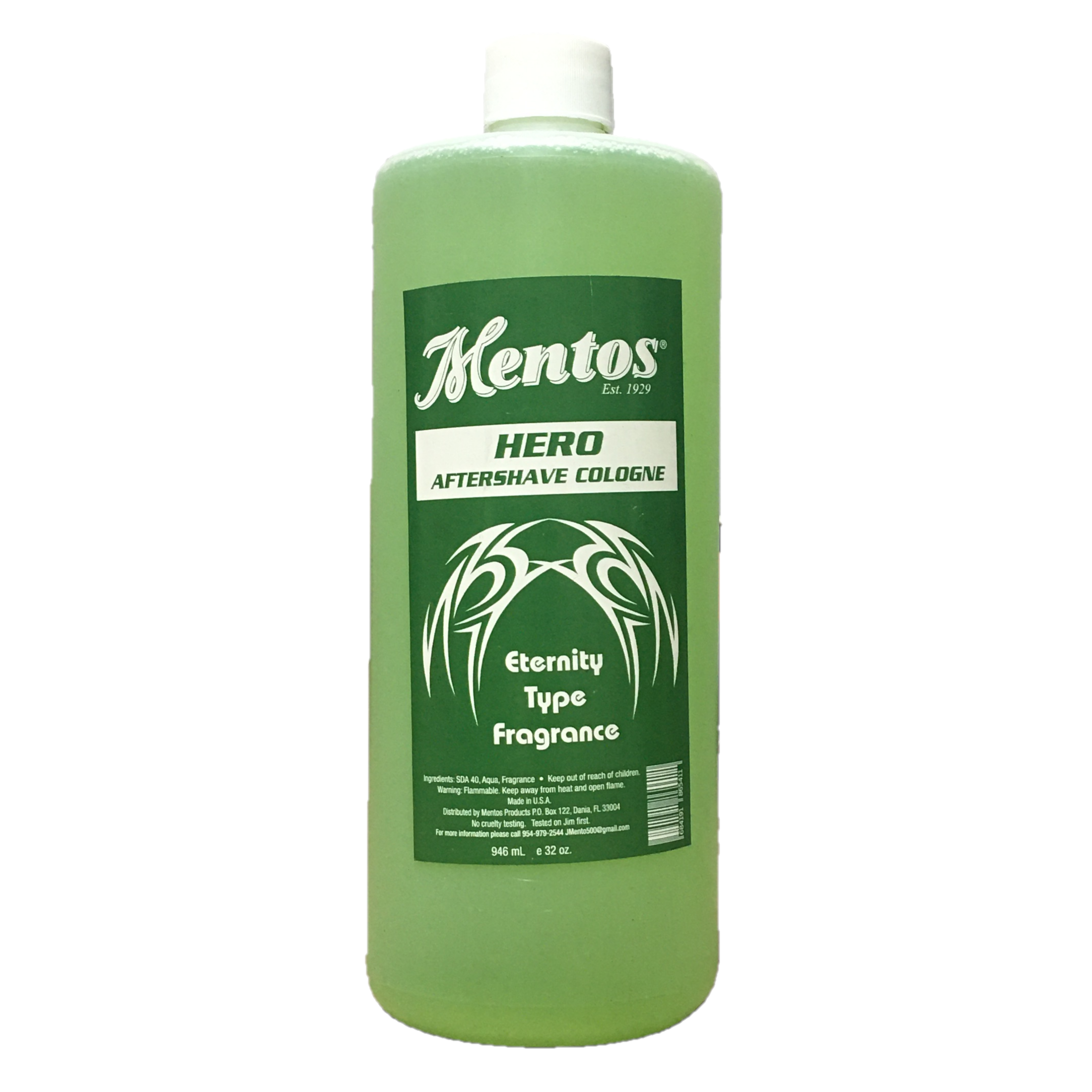 MENTOS HERO AFTERSHAVE COLOGNE ETERNITY TYPE FRAGRANCE 32 OZ.