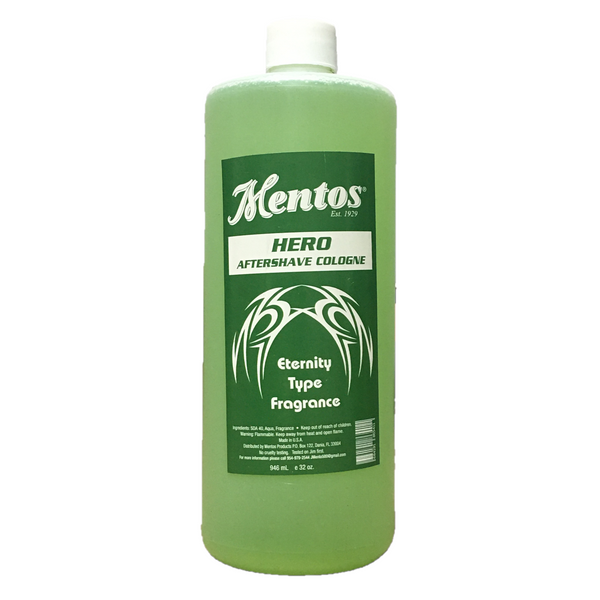 MENTOS HERO AFTERSHAVE COLOGNE ETERNITY TYPE FRAGRANCE 32 OZ.