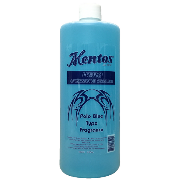 MENTOS HERO AFTERSHAVE COLOGNE POLO BLUE TYPE FRAGRANCE 32 OZ.