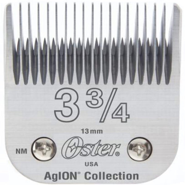 Oster clipper blade with size 3 3/4 and 'AgION Collection' branding.