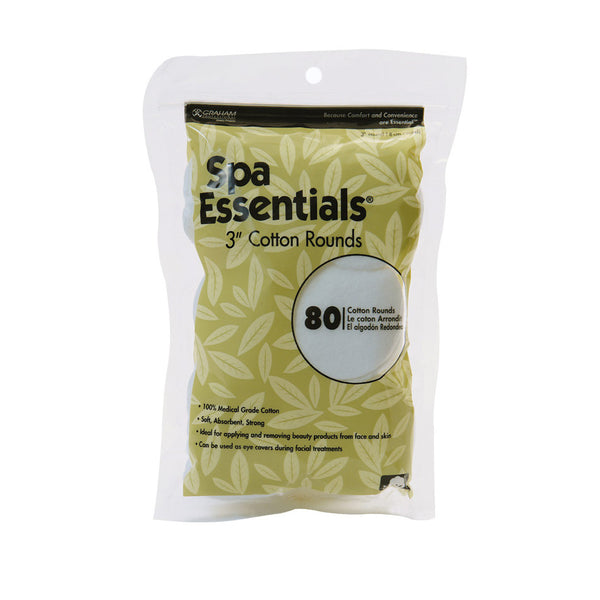 SPA ESSENTIALS COTTON ROUNDS 80 COUNT 3"