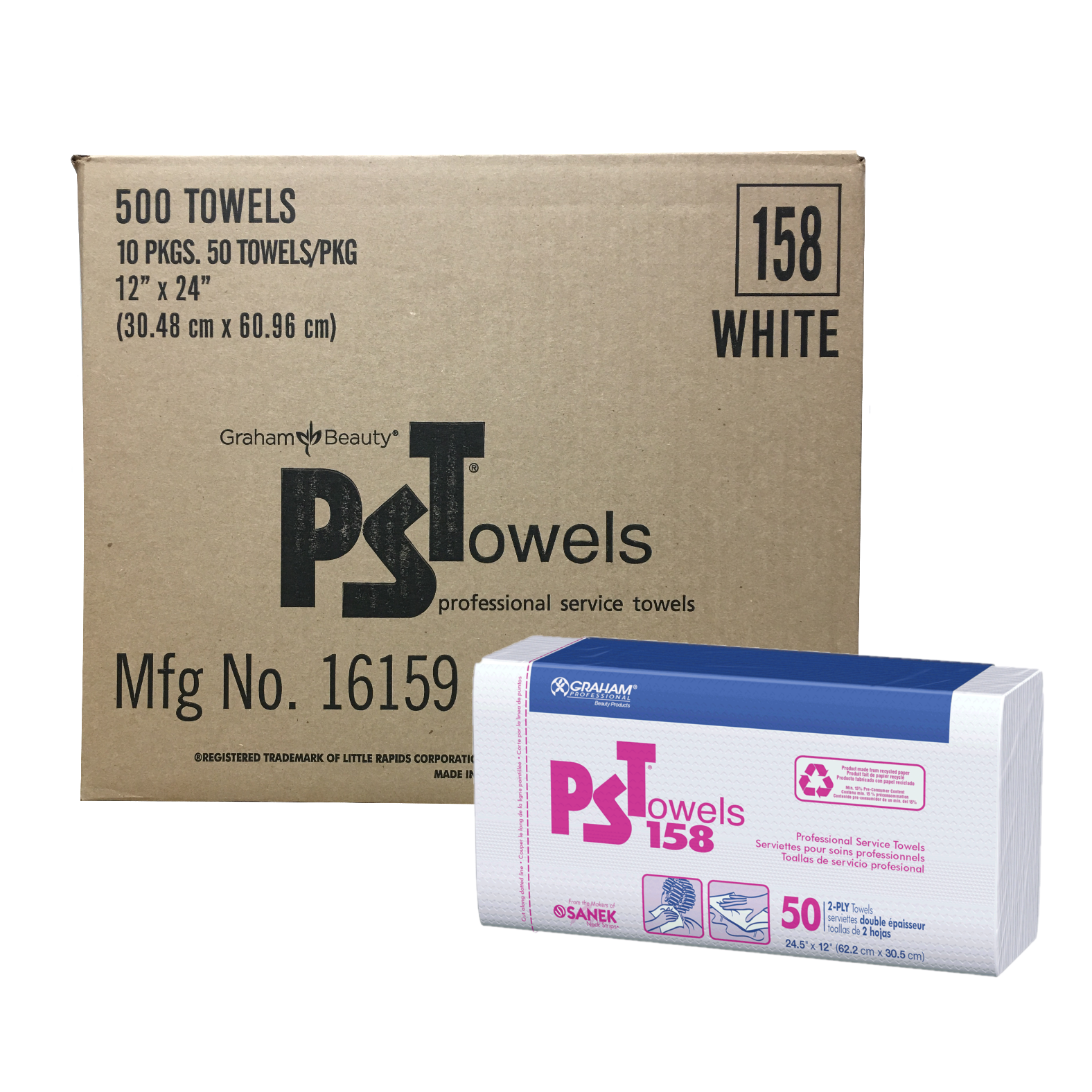 GRAHAM PST TOWELS #158 2-PLY TOWELS - CASE OF 10