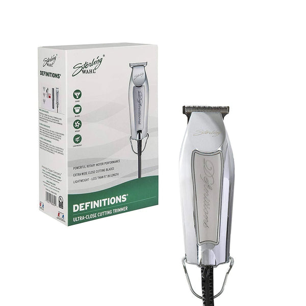 Silver Wahl Definitions trimmer with packaging on a white background